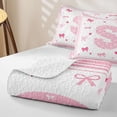 thumbnail image 4 of Manfei Girls Personalized Initial S Quilt King,Teens Cartoon Ribbon Bow King Coverlet Set, 4 of 7