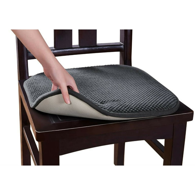 GoodGram Non Slip Chenille Premium Memory Foam Chair Cushions (4 Pack) - 16  in. W x 16 in. L, Gray