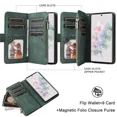 thumbnail image 4 of YEYKX for Samsung Galaxy A32(5G) Wallet Phone Case with 9 Card Holder Zipper Pocket, Magnetic Closure Premium Folio PU Leather Flip Case with Wrist Strap for Samsung Galaxy A32(5G),Green, 4 of 8