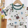 thumbnail image 6 of NOLDARES Newborn Baby Boy Clothes 2pcs Crewneck Short Sleeve Round Neck Top Drawstring Shorts Dinosaur Pattern Outfits(AG,12-18 M), 6 of 6