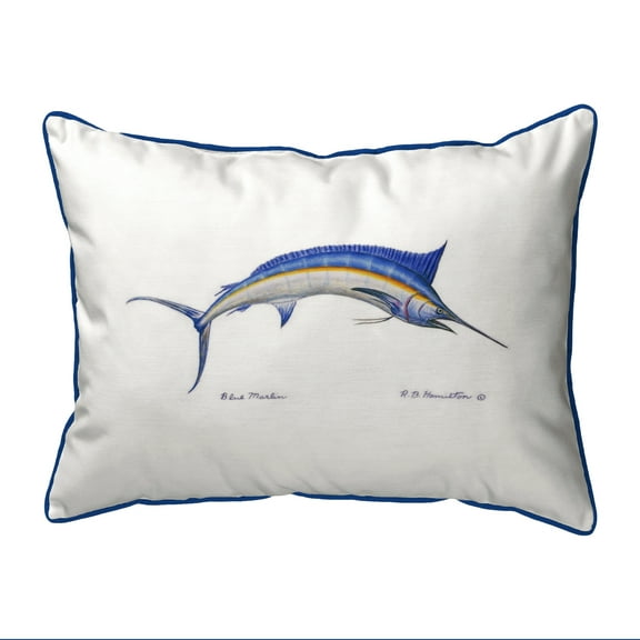 Betsy Drake Blue Marlin Large Indoor/Outdoor Pillow 16x20
