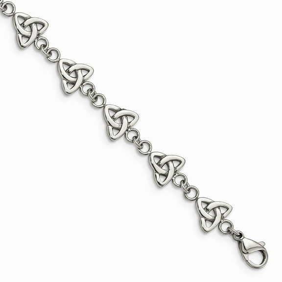 White Stainless Steel bracelet Themed 7 in Polished Trinity Knot 7in