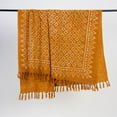 thumbnail image 2 of DMAASA Mud Resist Mustard Hand Block Print 50x70" Sofa Throw Blanket for Couch All Seasons, 2 of 4