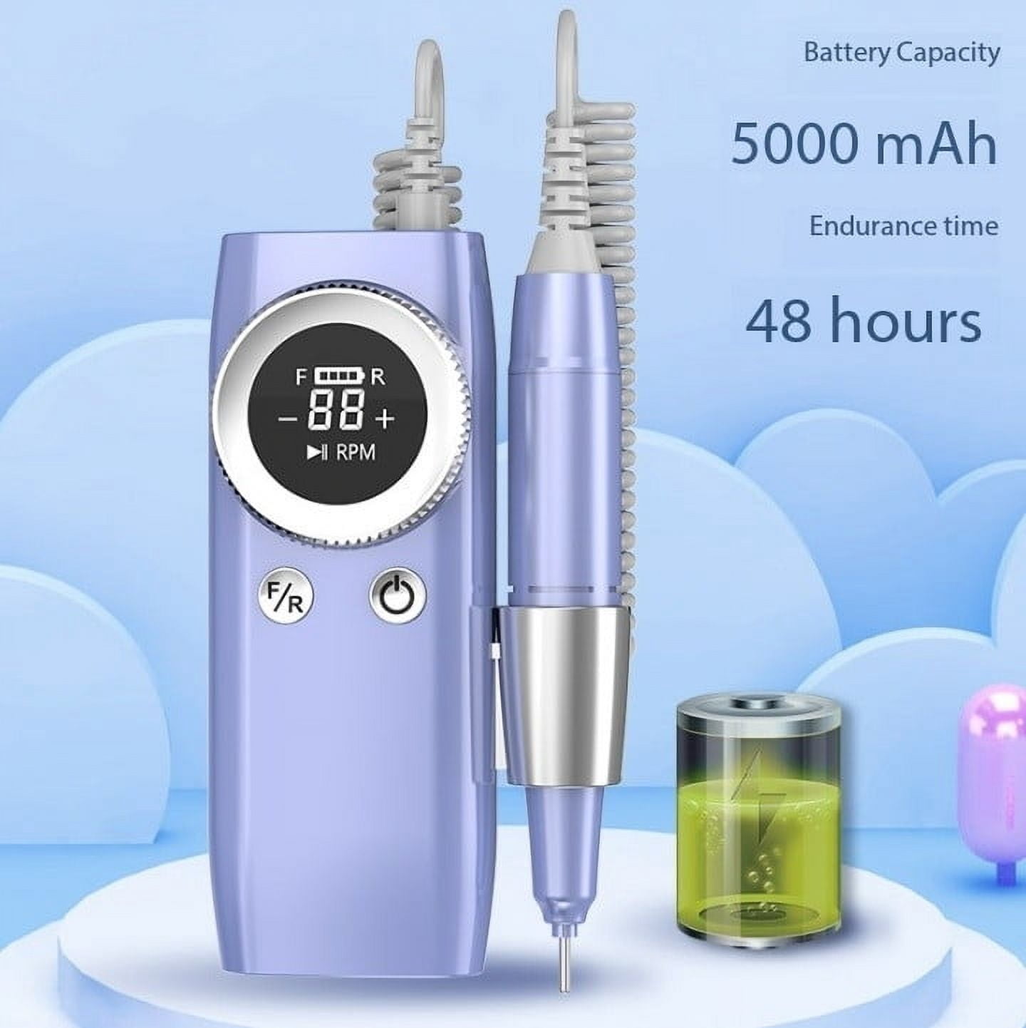 2025 new Electric Nail File Machine – USB Rechargeable & Portable Nail Drill for Salon & Home Use（Lavender Purple）