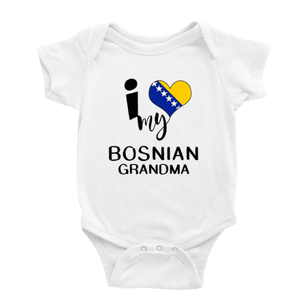 

I Heart My Bosnian Grandma Bosnia and Herzegovina Love Flag Baby Clothes (White 3-6 Months)