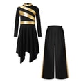 thumbnail image 3 of Zaldita Kids Girls Metallic Long Sleeve Lyrical Praise Dance Dress Tunic Worship Gown Church Robe with Wide Leg Pants Black 12, 3 of 6