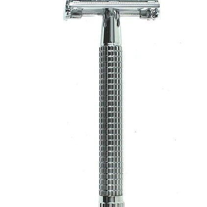 Nickel Double Edge Butterfly Razor with Free Case and 5 Pack of Derby Blades