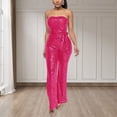 thumbnail image 2 of HJYCHN Elegant Women's Sleeveless Strapless Sequined Jumpsuit for Evening Party and with Comfortable Stretch Fit and Fashionable Design Hot Pink XL, 2 of 6
