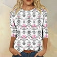 thumbnail image 2 of Sexlip Womens Paisley Print Blouse 3/4 Sleeve Design Lightweight Fabric Relaxed Silhouette for Office Wear Pink L, 2 of 4
