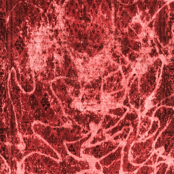 Ahgly Company Machine Washable Indoor Square Abstract Red Modern Area Rugs, 4' Square