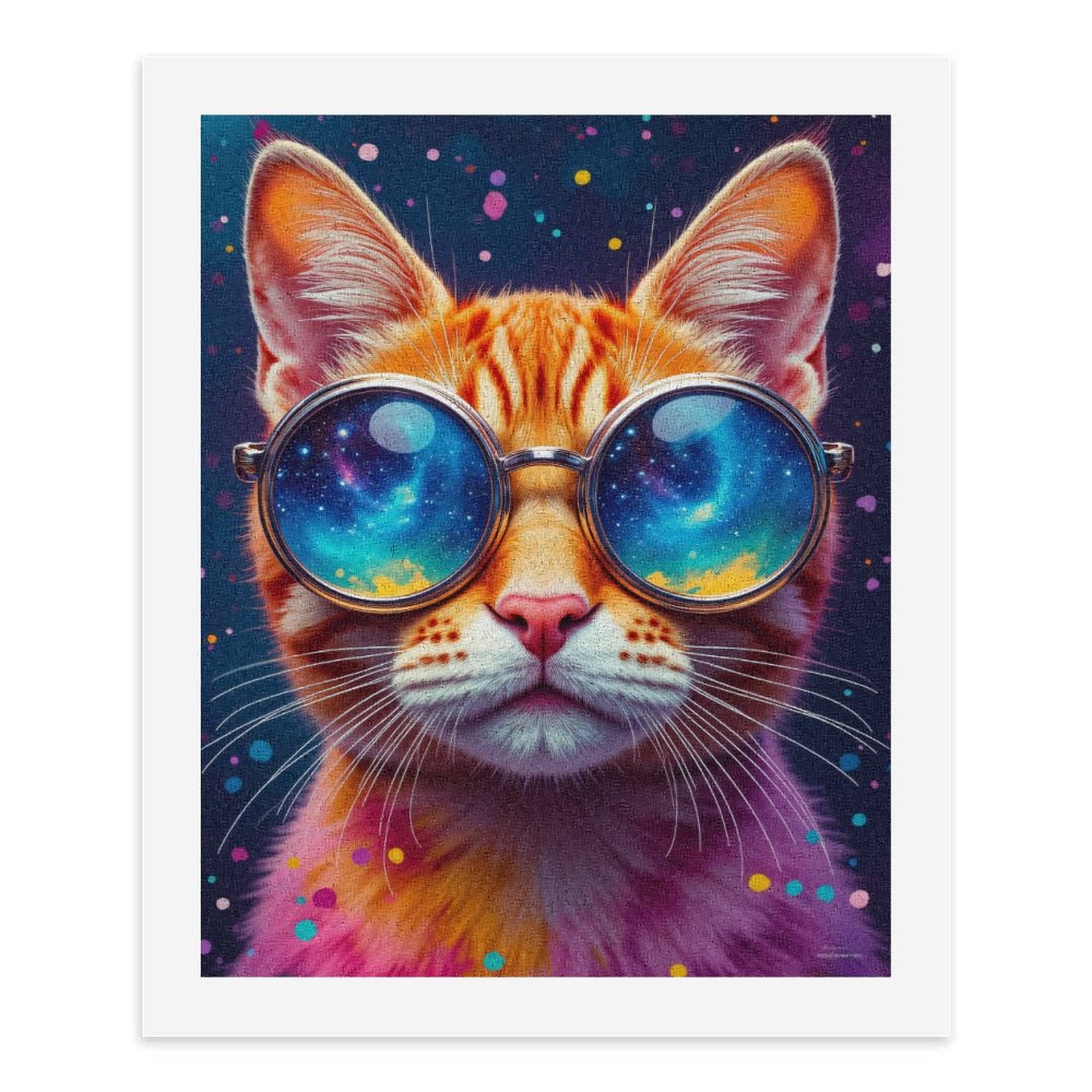 Paint By Numbers Kit for Adults Beginner - DIY Cat Galactic Glasses Art Canvas Painting Kits for Adults, Frameless Paint By Number for Adults for Home Wall Decor 16x20 Inch