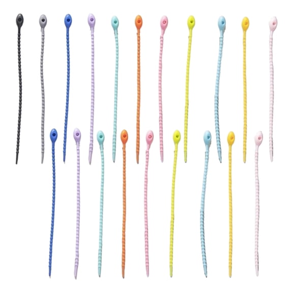 Ruanlalo 20Pcs Data Cable Organize Reusable Silicone Cable Tie Earphone Phone Charger Power Cord Bundling Strap Elastic Wire Management Wrap