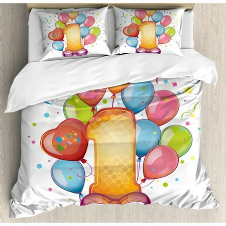 Ambesonne 1st Birthday Decorations Vintage Theme Kids First Party