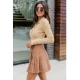thumbnail image 4 of Women's Apricot Collared Ribbed Long Sleeve Bodysuit, 4 of 11