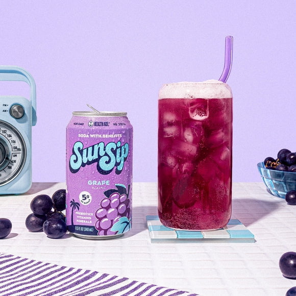 SunSip Grape Prebiotic Soda, 11.5 oz, 12 Pack Cans - Walmart.com
