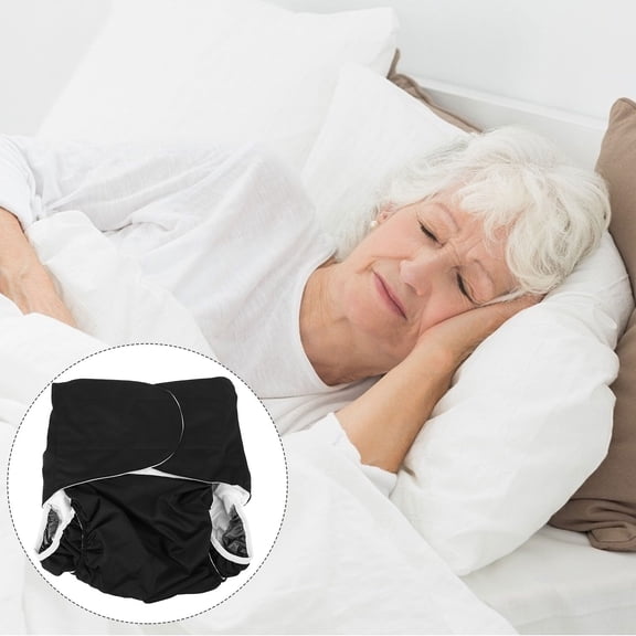 OUNONA 1Pc Reusable Adult Diaper Black Waterproof Breathable Leak Proof Comfortable Incontinence Protection