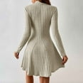 thumbnail image 6 of TrendOFT Sweater Dress for Women Long High Neck Ribbed Knit Oversized Pullover Winter Short Dress Khaki S, 6 of 8