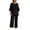 Black, variant on Aofany Plus Size Sets for Women 2 Piece Outfits Long Sleeve Crew Neck Top and Wide Leg Pants Suits