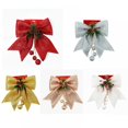 thumbnail image 3 of 4 Pack Noeud Décoratif Arbre de Noël Paillettes Noeuds d'Arc Ornement avec des Arcs Rouges de Pomme de Pin pour Couronne Guirlande Treetopper Fête de Noël (Rouge), 3 of 3