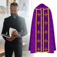 thumbnail image 4 of Medieval Formal Cape, Purple Decorative Printed Wrap, 47.24inch, 4 of 7
