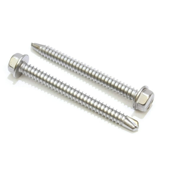 Bolt Dropper No. 14 x 3 Stainless Hex Washer Head Self Drilling Screws, 50 pc, 410 Stainless Steel Self Tapping TEK Screws, No. 3 Point, Plain Finish by Bolt Dropper