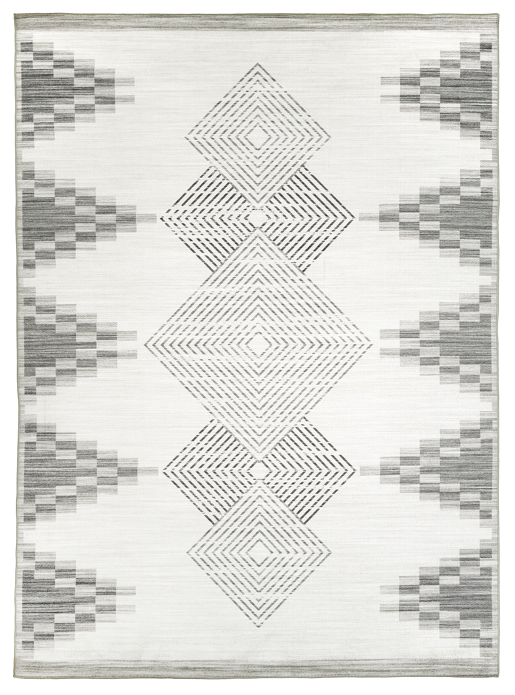 ReaLife Machine Washable Indoor Outdoor - Mat Rug Foldable Printed Thin Lightweight Cushioned Fade Resistant Patio Deck Dock Porch Pool Balcony Camping - Everly - Beige 4' x 6'