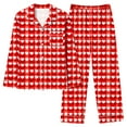 thumbnail image 5 of Caywon Women's Valentine's Day Printed Pajama Set with Pockets, 1 Top + 1 Pants Long Sleeve Collared Homewear Set Casual Comfortable Sleepwear Outfit, 5 of 7