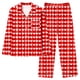 thumbnail image 5 of Pijama informal de manga larga con estampado para mujer, traje de pijama con solapa holgada y bolsillo con botones, top y pantalones de poliéster., 5 of 7