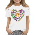 thumbnail image 4 of Abcomgle Girls Mardi Gras T-Shirt Carnival Bownot Love Heart Tshirts for Kids Crewneck Short Sleeve Tshirts for Girls Spring Funny Holiday Top for Girls, 4 of 4