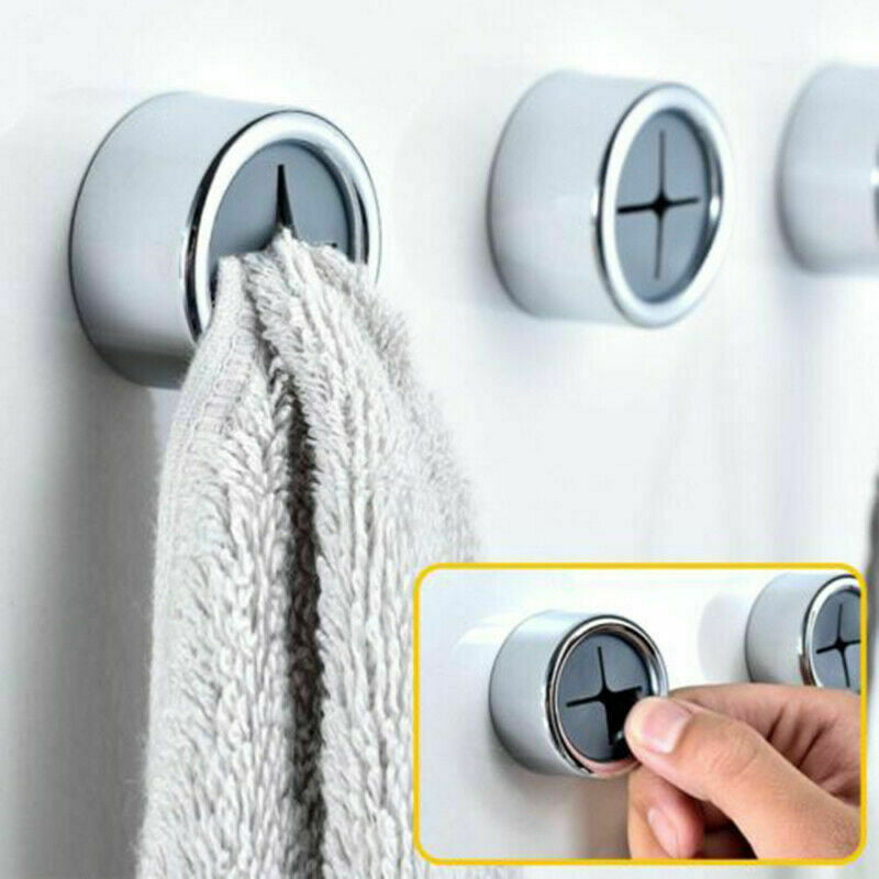 3x Push In Tea Towel Holder Grip Hook ABS Self Adhesive Rack Kitchen Cloth Clip