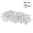 thumbnail image 3 of Harper & Bright Designs Modular Sectional Sofa with Pull Out Bed, Convertible Sofa Sleeper with Storage, Chenille U-shaped Sectional Sofa with Console and Cup Holders, Orange, 3 of 20