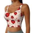 thumbnail image 2 of Goofa Red Ladybug Printed Sports Bras for Women, High Impact Running Bra Workout Crop Tank Tops Longline Sports Bra Push up-X-Large, 2 of 9