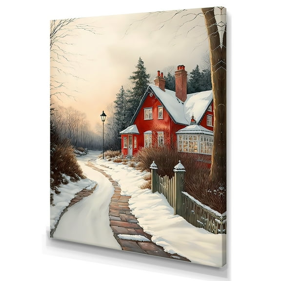 Designart Cold Winter View On The Country I Canvas Wall Art