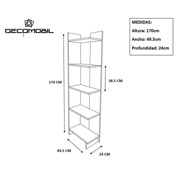 Librero Esquinero Minimalista, Moderno, Práctico Y Elegante DECOMOBIL LIBRERO ESQUINERO DERECHO MILAN