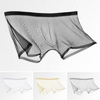 zeranth Men Sexy Transparent See-Through Mesh Shorts Panties Ultra-Thin Seamless Breathable Mid-rise Underpants