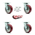 thumbnail image 2 of 6 Inch Poly on Aluminum Swivel Caster Set with Ball Bearing and Swivel Lock SCC, 2 of 2