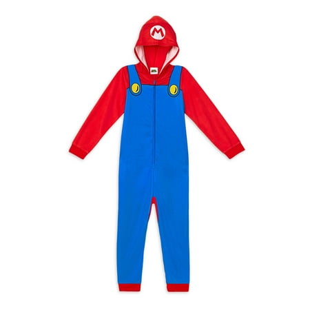 Super Mario Boys Hooded Character Union Suit Pajama, Sizes 4-10