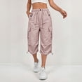 thumbnail image 2 of Resicozy Womens Capris with Pockets Loose Fit Casual Capri Pants Dressy Lightweight Ladies Baggy Cargo Pants for Hiking Pink S, 2 of 7