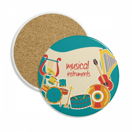 

Headset Drum Music Instruments Pattern Coaster Cup Mug Tabletop Protection Absorbent Stone