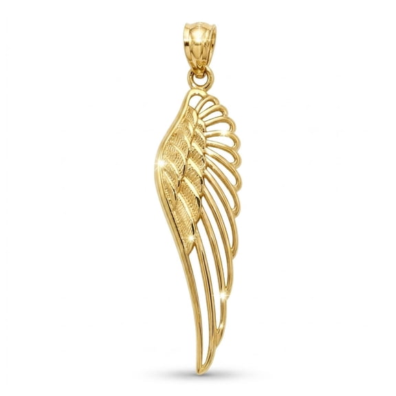 Charm America - Gold Open Angel Wing Charm - 14 Karat Solid Gold