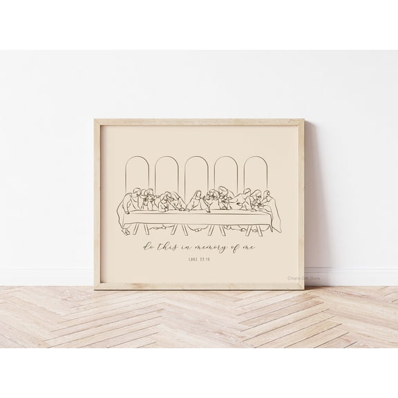 The Last Supper Line Art Print Christian Minimalist Wall Decor, Unframed Paper Poster 8x10in