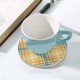 thumbnail image 5 of GZHJMY 1Pc Round Tartan Plaid Pattern Ceramic Coasters with Cork-Backed for Coffee Drink, Cup Mat Absorbent Stone Coasters, 5 of 6