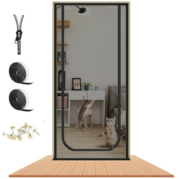 Daretodo Cat Screen Door Cat Resistant Scratch Proof Mesh Screen Door with Zipper for Patio Kitchen Bedroom