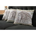 thumbnail image 2 of Ambesonne Ethnic Throw Pillow Cover 4 Pack, Portrait, 20", Chocolate White Teal, 2 of 6
