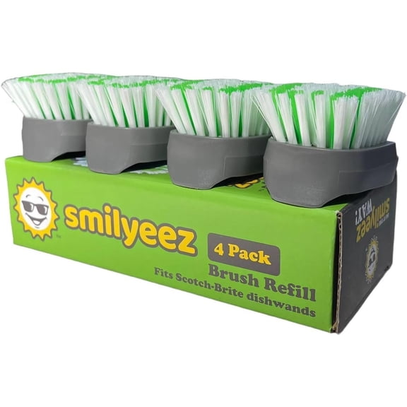 Replacement for Scotch Brite, 4-Pack, Makes Your Dishwand Like New, Dishwand Brush Refills, Easy to Install
