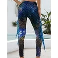 thumbnail image 7 of iiniim omen's Galaxy Mermaid Leggings Fish Scale Fins Yoga Gym Tight Pants Skinny Long Trousers Costume, 7 of 7