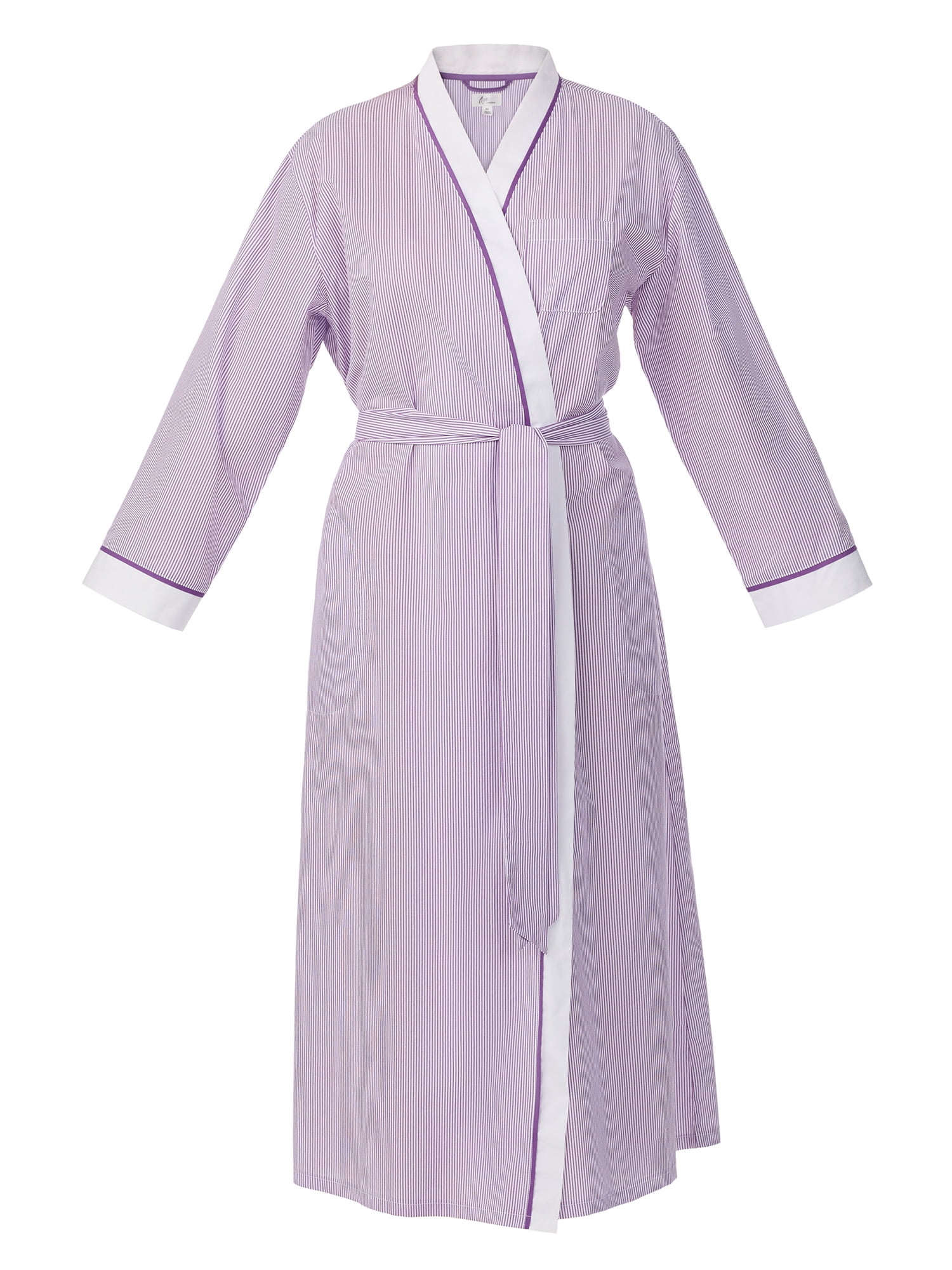 Aria Women's Lightweight Cotton Woven 52" Long Wrap Sleepwear Robe, Sizes XS-5X
