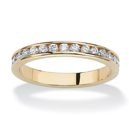 Diamond Eternity Stackable Ring - Birthstone Stackable Eternity Band in 14k Gold-Plated - April- Simulated Diamond