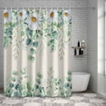 thumbnail image 3 of Shower Curtain Daisy Floral Bathroom Curtains with Hooks, Waterproof Fabric Green Eucalyptus Leaves Branch Linen Bath Shower Curtains Set for Bathroom Bathtubs Decor 72x72 Inch, 3 of 9