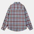 thumbnail image 4 of Mens Flannel Plaid Shirt Casual Lightweight Jacket Lapel Button Down Shackets Outerwear Fall Spring Blouses (3XL, Red 01), 4 of 4